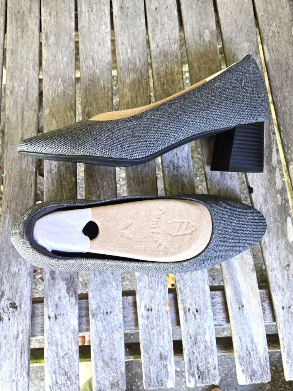 New VIVAIA Tamia Pro Gray Chunky Heel Pumps Shoes 39.5